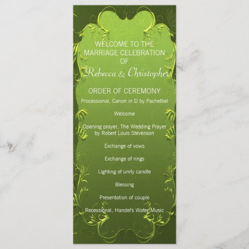 Elegant Green Wedding Program