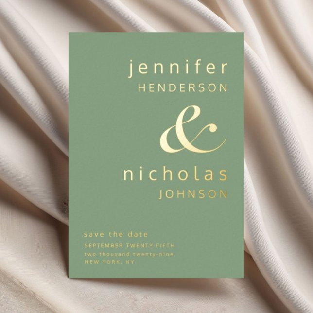Elegant Green Wedding Save The Date Gold Foil Invitation (Elegant Green Wedding Save The Date Gold Foil Invitation)