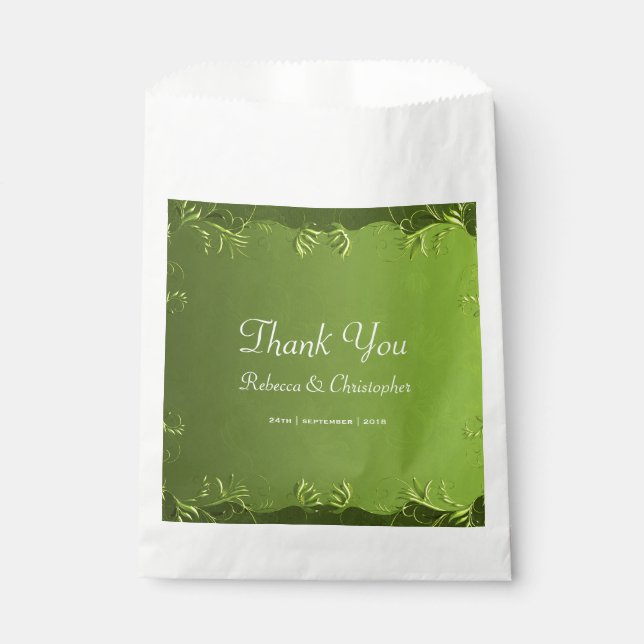 Elegant Green Wedding Thank You Favor Bag (Front)