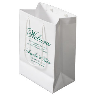 Elegant Green Wedding Welcome Medium Gift Bag