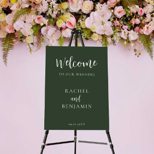 Elegant Green Wedding Welcome Minimal Script Foam Board