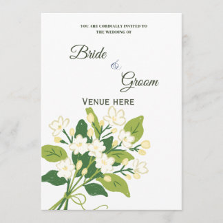 Elegant Green & White Botanical Wedding Invite