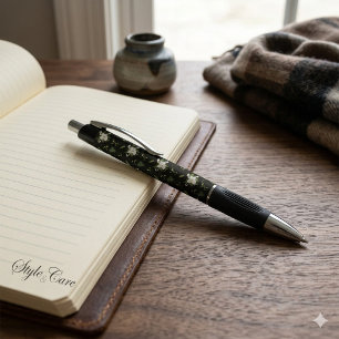 Elegant Green White Floral Pattern Emmy Pen Design