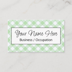 Elegant green white gingham checker  business card