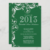 Elegant Green White Graduation Party Invitation (Front/Back)