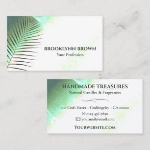 Elegant Green White Marble Watercolor Chic Floral Business Card