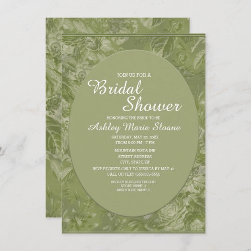 Elegant Green White Marbled Floral Bridal Shower Invitation