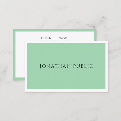 Elegant Green White Simple Template Trendy Modern Business Card