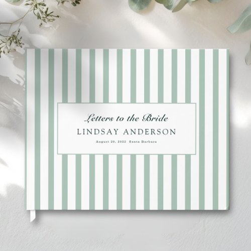 Elegant Green White Stripes Bridal Shower Guest Book