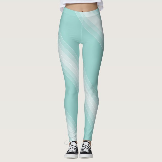 Elegant Green White Stylish Template Modern Leggings (Front)