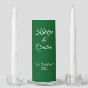 Elegant Green & White: Unity Candle Set