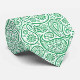 Elegant green & White Vintage Paisley Neck Tie