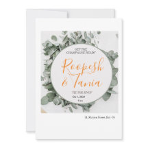 Elegant Green & White Wedding Invitation Card