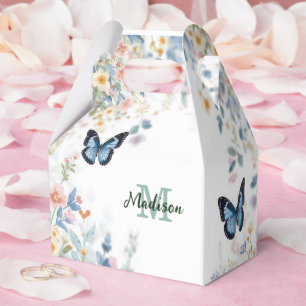 elegant Green Wildflower Boho Monogram In Bloom Favor Boxes