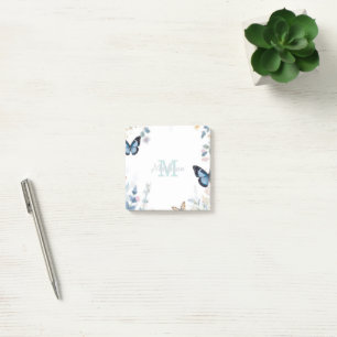 elegant Green Wildflower Boho Monogram In Bloom Post-it Notes
