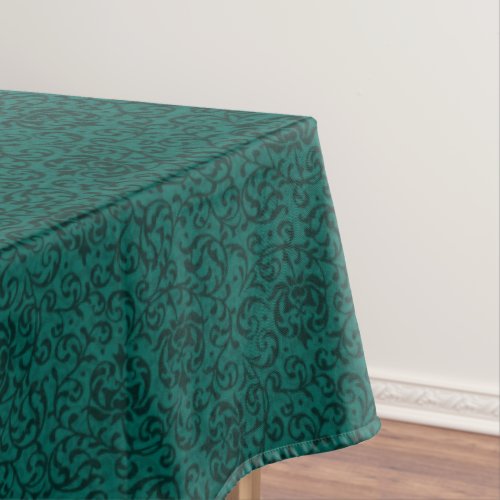 Elegant Green William Morris Style Floral Damask Tablecloth
