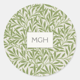 Elegant Green Willow Leaves Monogram Envelope Seal