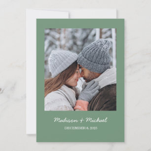 Elegant Green Winter Botanical Wreath Wedding Save The Date