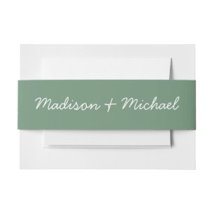 Elegant Green Winter Wedding Invitation Belly Band