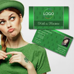 Elegant Green With Logo Photo And Monogram Pattern Business Card at Zazzle