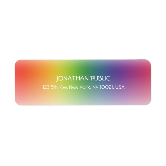 Elegant Green Yellow Blue Red Purple Template Label (Front)