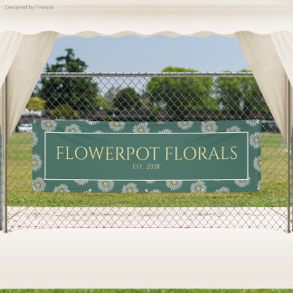 Elegant Green & Yellow Daisy Illustration Florist Banner