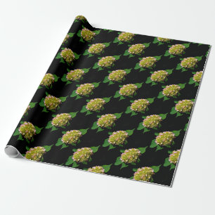 Elegant green yellow pink Hydrangea pattern Wrapping Paper