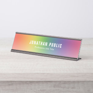 Elegant Green Yellow Red Blue Purple Colors Modern Desk Name Plate