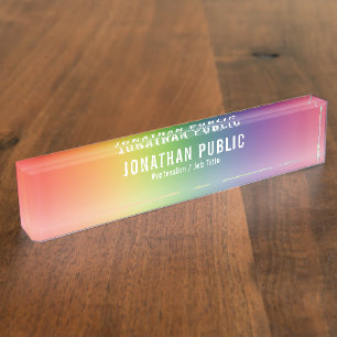 Elegant Green Yellow Red Blue Purple Template Desk Name Plate