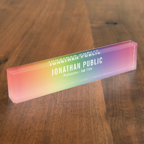 Elegant Green Yellow Red Blue Purple Template Desk Name Plate