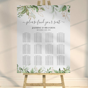 Elegant Greenery 12 Table Wedding Seating Chart Foam Board