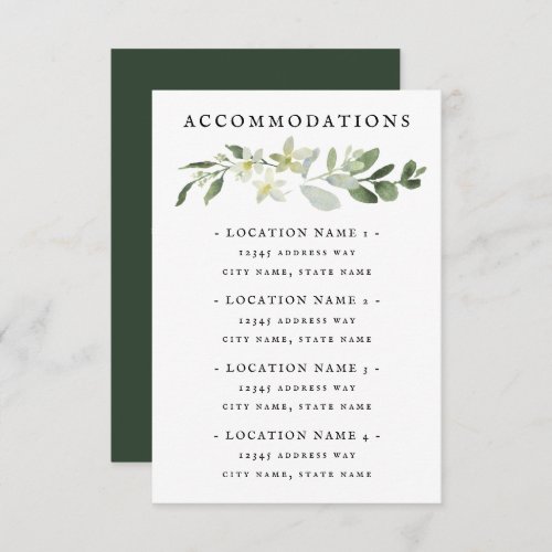 Elegant Greenery Accommodations Enclosure Card