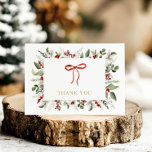 Elegant Greenery and Berries Baby Shower Thank You Card<br><div class="desc">Share your gratitude with our Elegant Greenery and Berries Baby Shower Thank You Card. This charming design features lush greenery and delicate berries, perfect for a Christmas or winter baby shower theme. Personalize it with your thank-you note to make it truly special All lettering is editable - click the "Customize...</div>