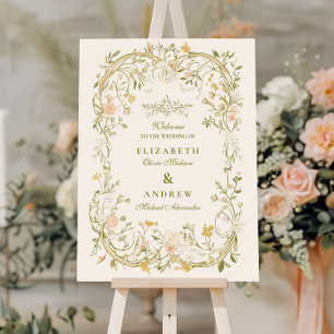 Elegant Greenery and Blush Floral Frame Wedding Foam Board