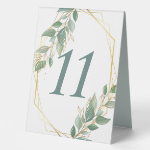 Elegant Greenery and Gold Frame Table Tent