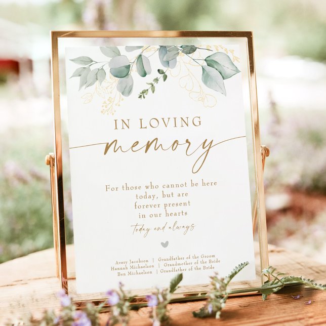 Elegant Greenery and Gold In Loving Memory Wedding Poster (Creator Uploaded)