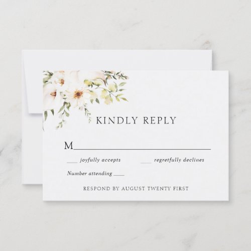 Elegant Greenery and Ivory Wedding Response Card