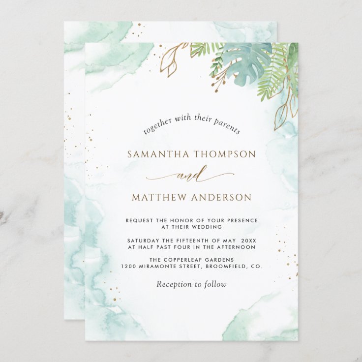 Elegant Greenery and Watercolor Wedding Invitation | Zazzle