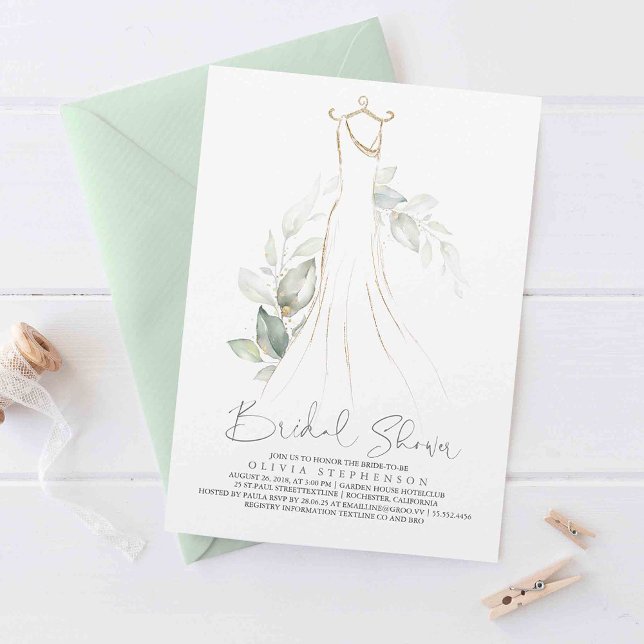 wedding dress bridal shower invitations Bridal Shower Invitation Black White Bride Dress