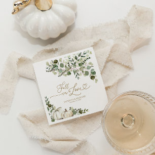 Elegant Greenery and White Pumpkin Fall Wedding Napkins