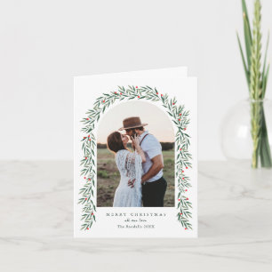 Elegant Greenery Arch Modern 2 Photo Christmas Holiday Card