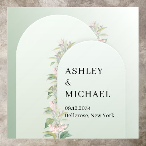 Elegant greenery arch spring blush floral wedding floor decals