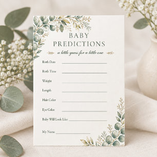 Elegant Greenery Baby Shower Baby Predictions Card