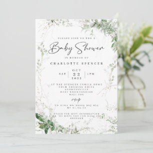 Elegant Greenery Baby Shower Invitation