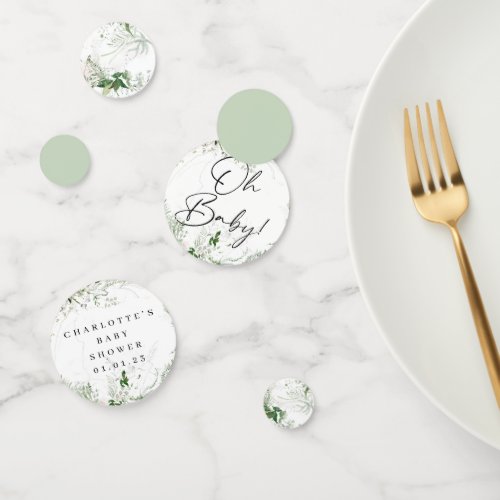 Elegant Greenery Baby Shower Table Confetti