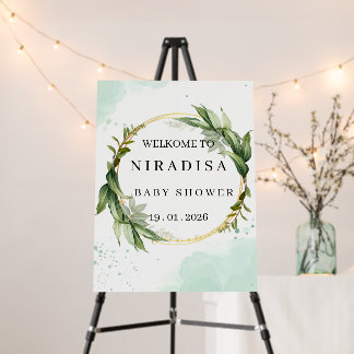 Elegant Greenery Baby Shower Welcome Sign