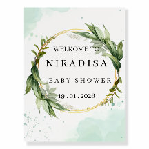Elegant Greenery Baby Shower Welcome Sign