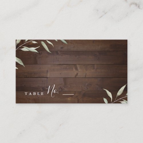 Elegant greenery barn wood county rustic wedding place card