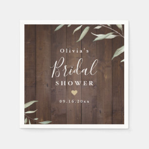 Elegant greenery barn wood rustic bridal shower napkins