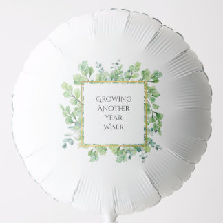Elegant Greenery Birthday Party Customizable Balloon